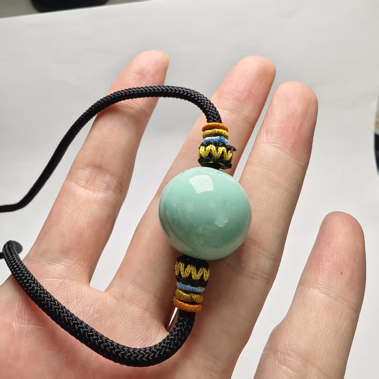 【老掌柜讲珠宝】绿松高瓷蓝单珠项链 AUN080528