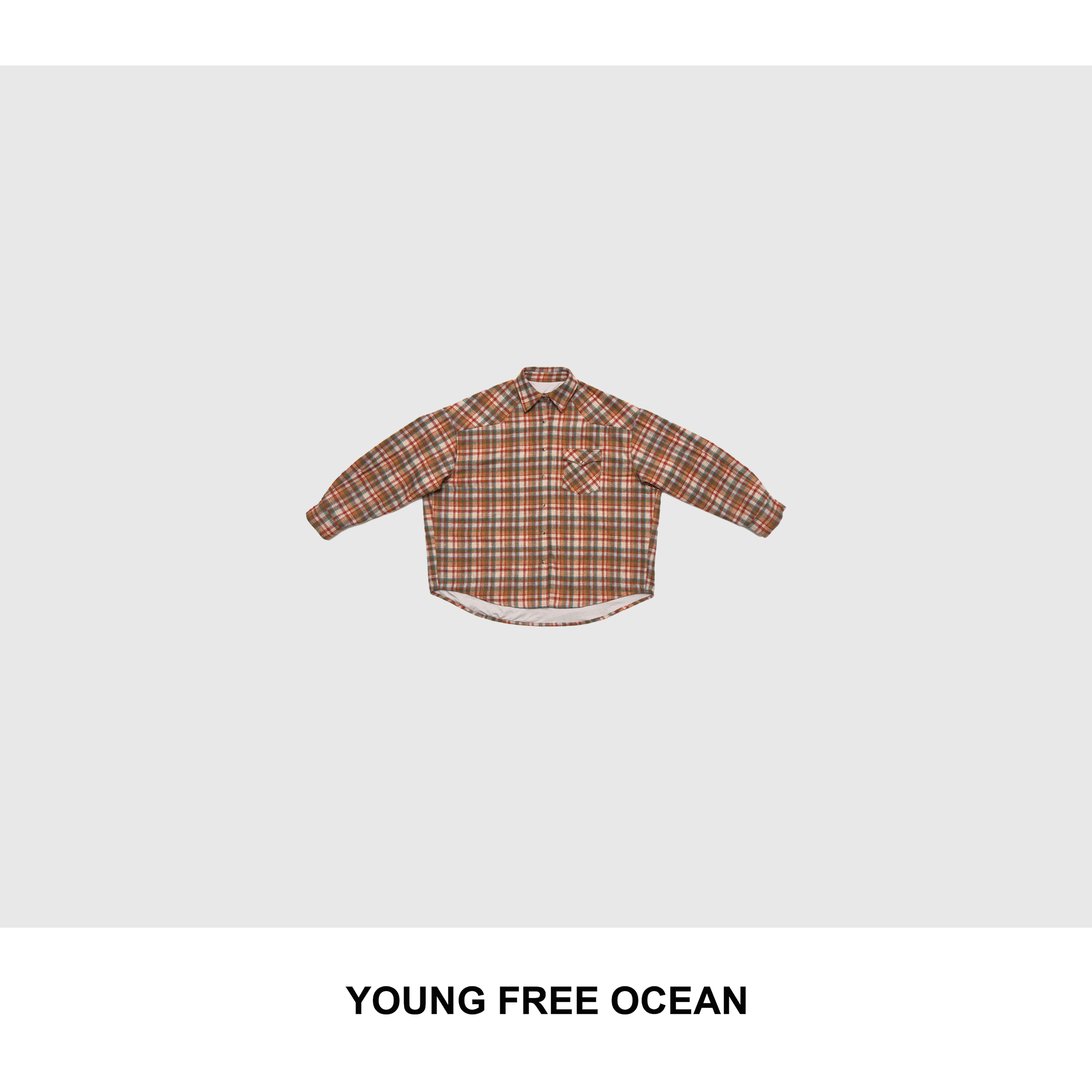 YOUNG FREE OCEAN2025秋冬款 彩格呢子大衬衣