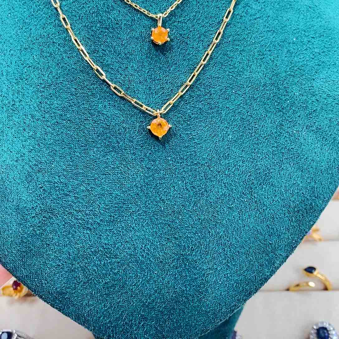 石榴石（芬达石）颈饰银S925镶嵌