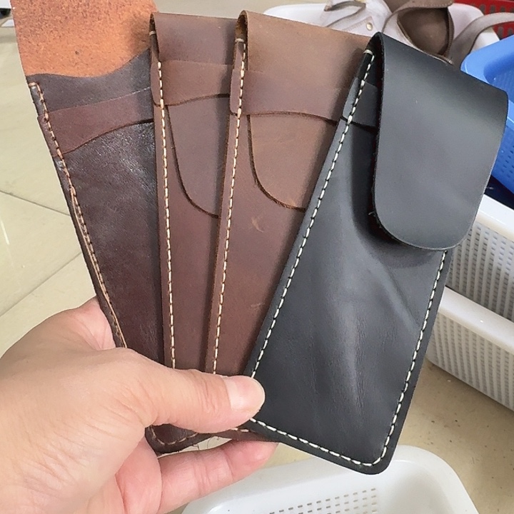 孤品真牛皮四个笔袋