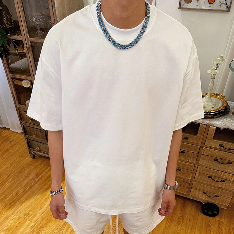 300g重磅宽松短袖纯色短袖T恤男女春夏白色内搭打底衫潮