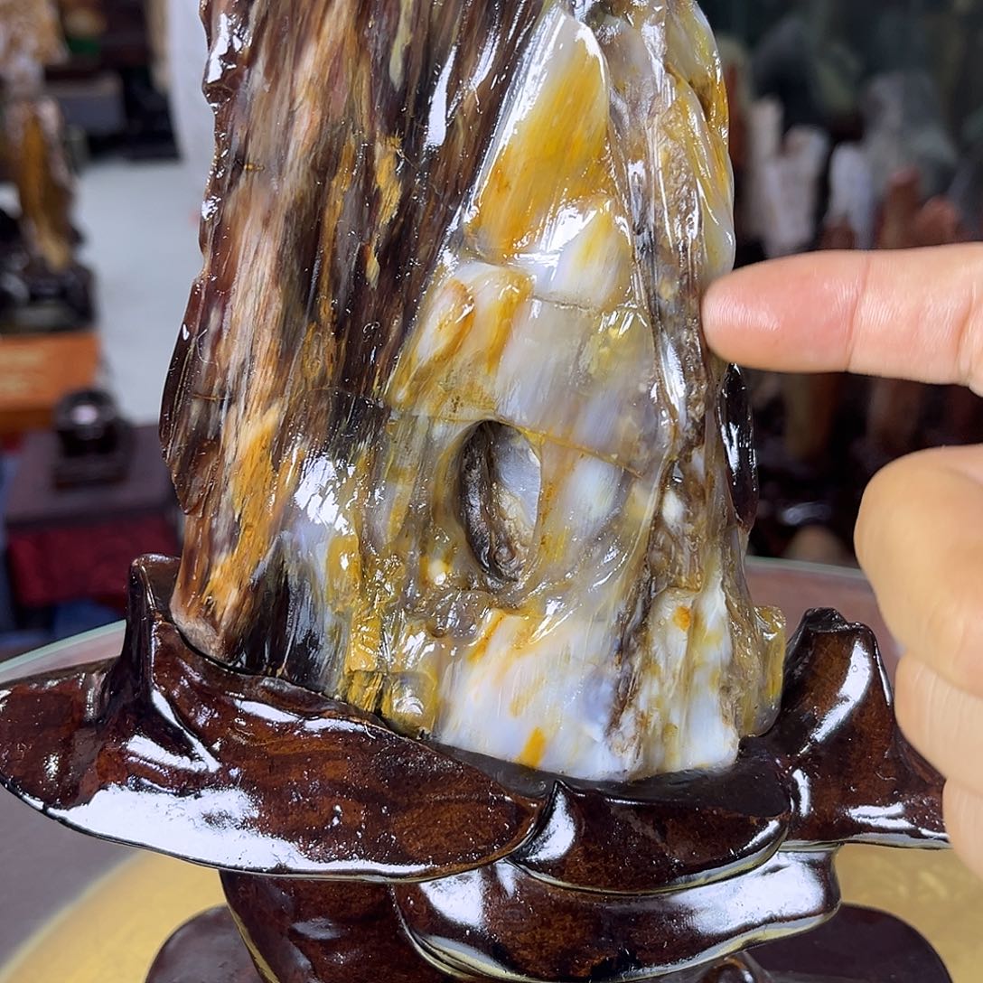 缅甸天然树化玉摆件