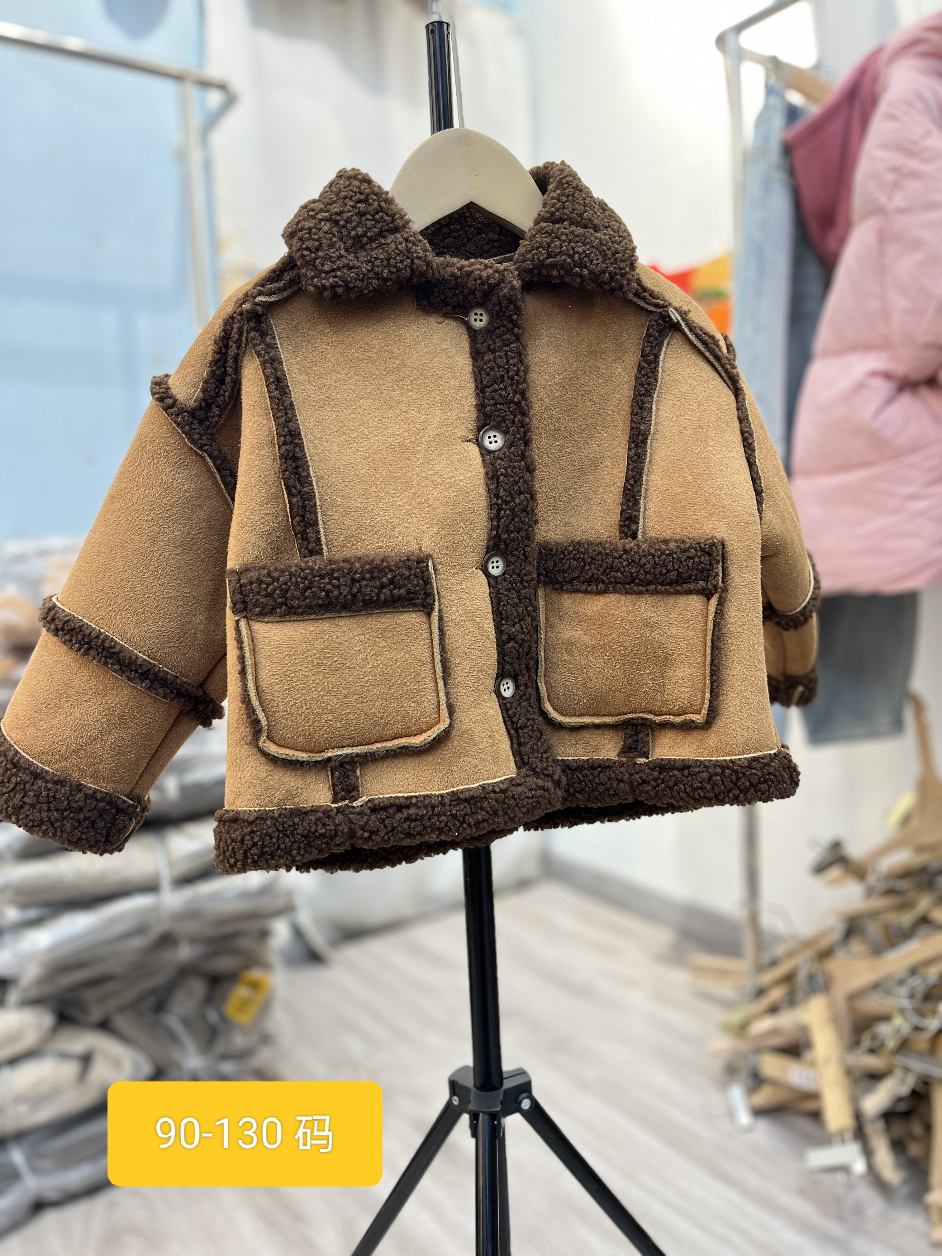 儿童韩系休闲森系洋气皮毛一体加厚外套