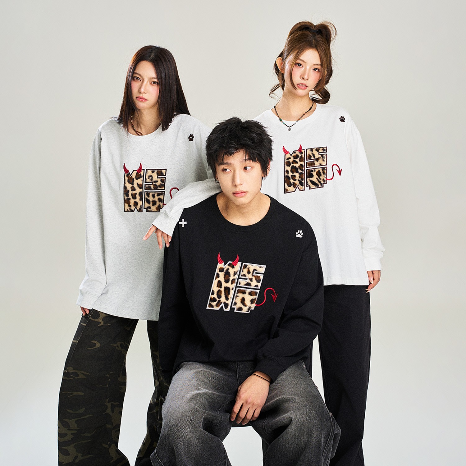 NSTNEW START发芽计划小恶魔绒感豹纹贴布潮牌休闲百搭春秋季长袖