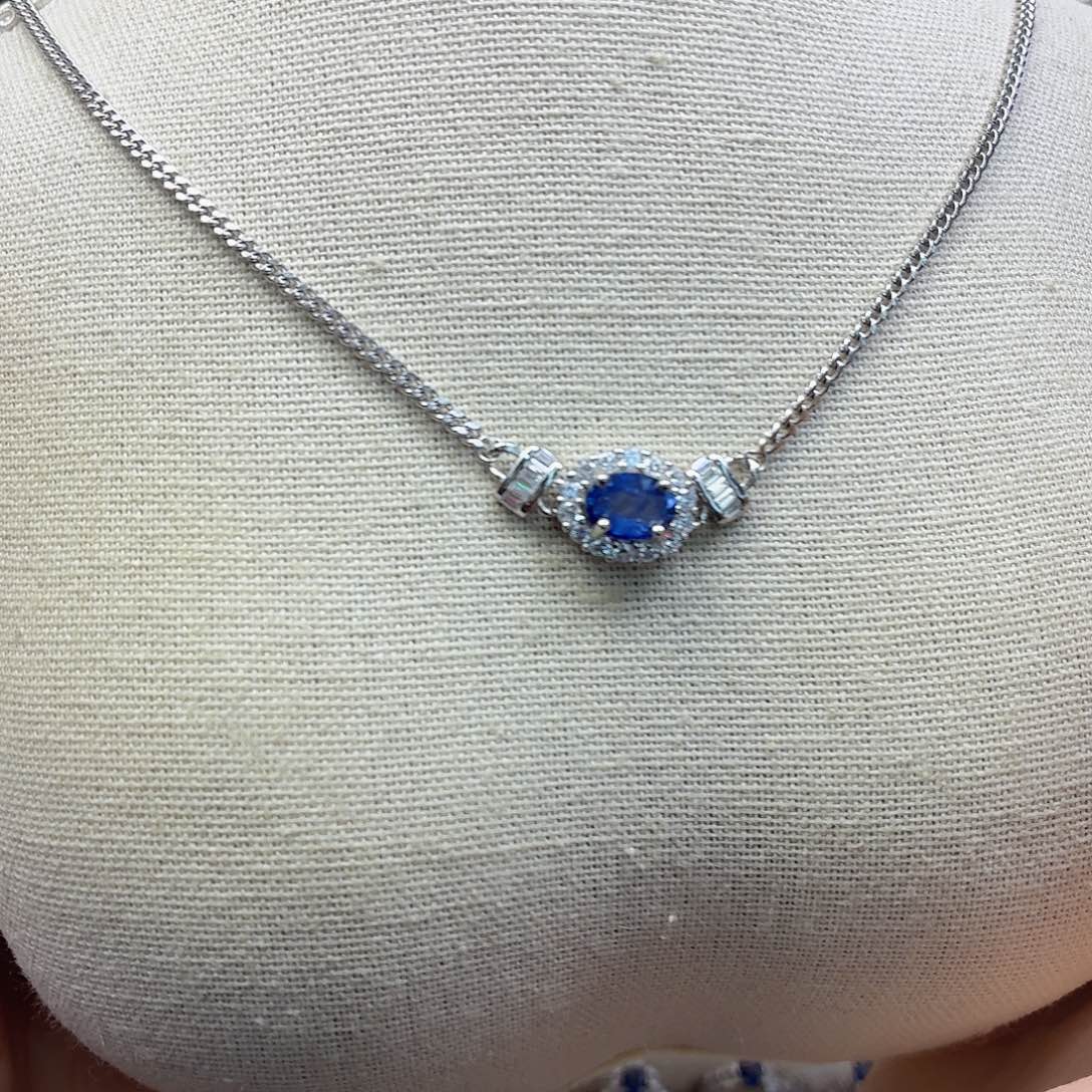 蓝宝石项链银S925镶嵌