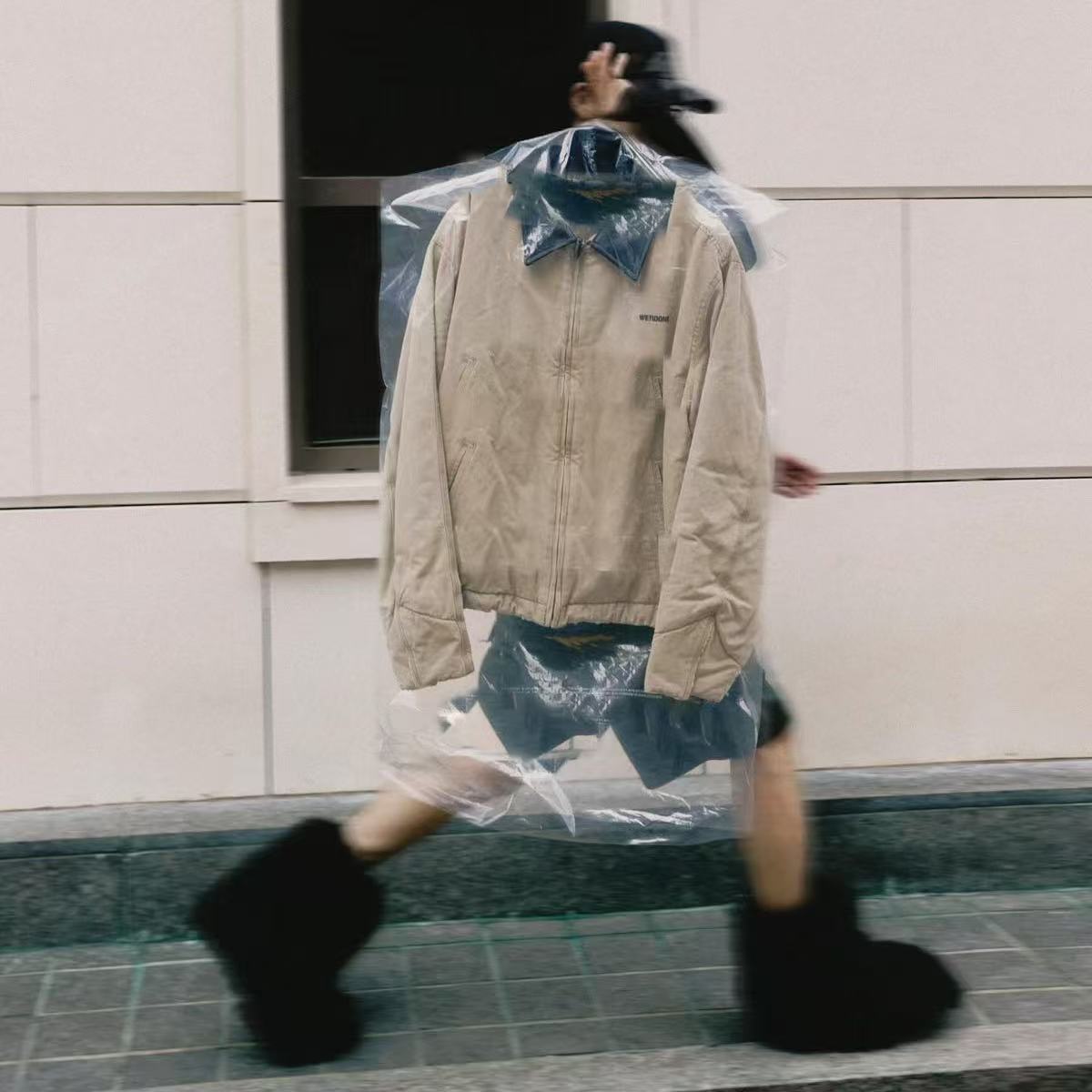 重磅盔甲水洗做旧男女同款机车外套0075