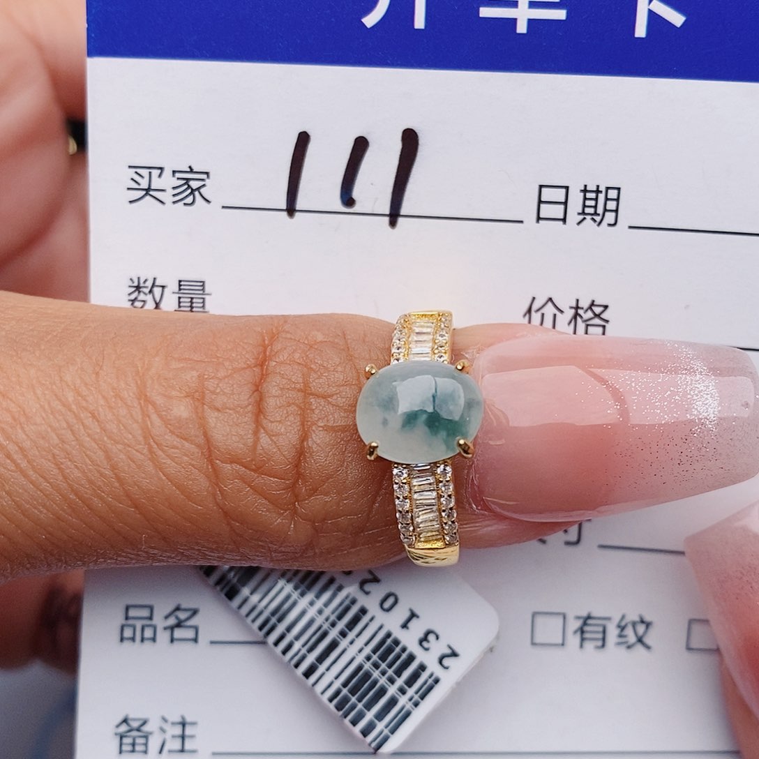 翡翠戒指银S925镶嵌戒指