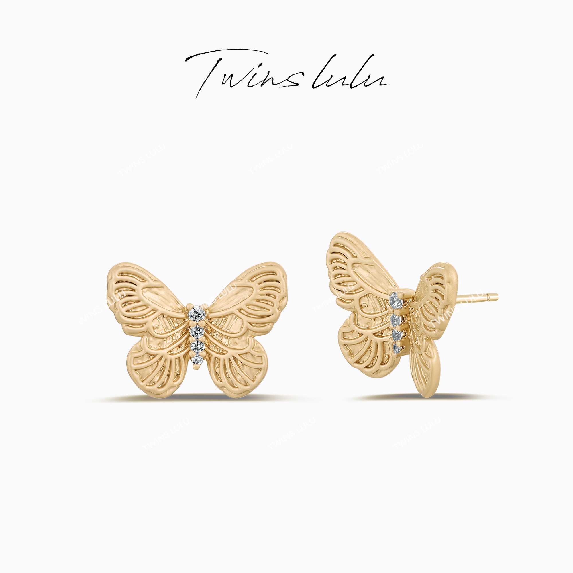 TWINS LULU 镀k金 【官方正品】法式【蝶舞】镶嵌蝴蝶耳环TSL1957