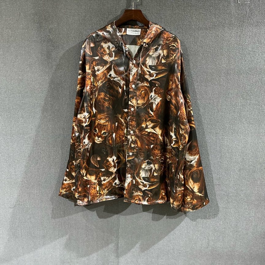 99新 Acne studio （pm）动物印花亮面衬衫 46码/6478