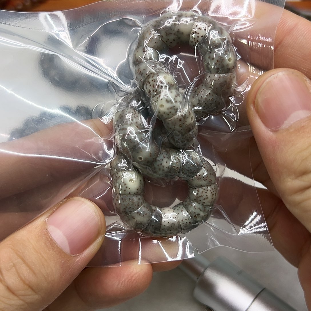 星月菩提手串32荣耀糯冰绿石玉星月菩提单圈猪大肠10