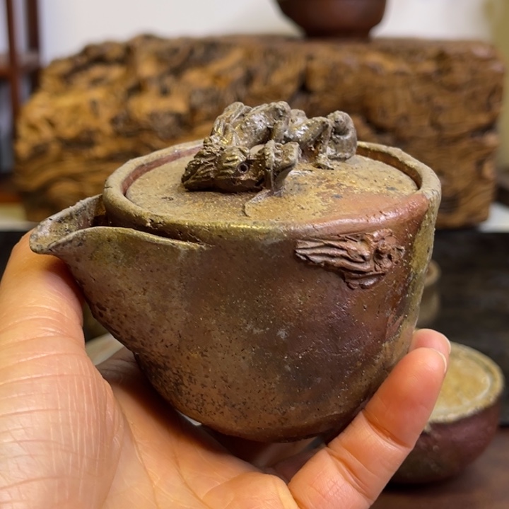 备前烧作品难波好阳盖子有磕