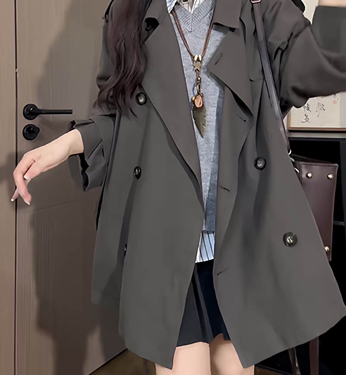 高端401-500上衣女女装外套短款毛呢秋冬穿搭女士加绒毛呢秋季