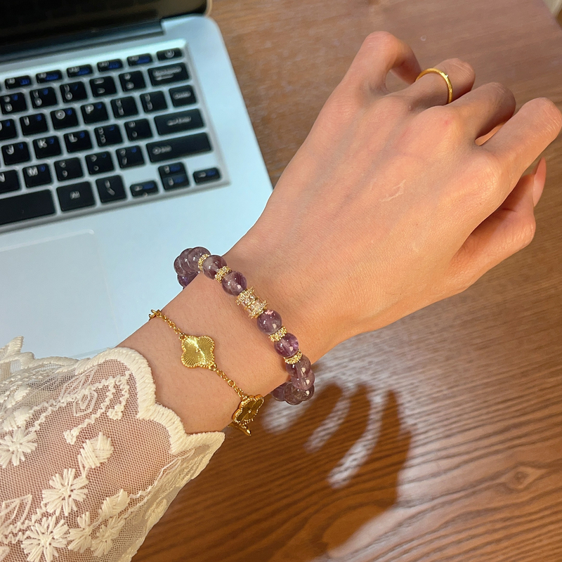 【觉悟】 8mm紫幽灵原创设计手串天然水晶Y227