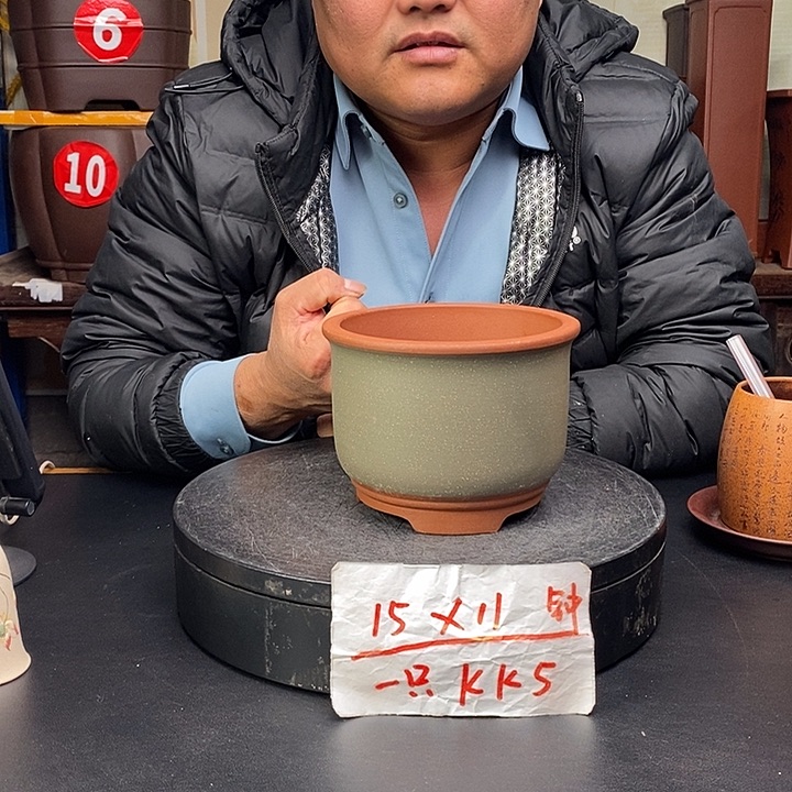 紫砂花盆货号一只KK5