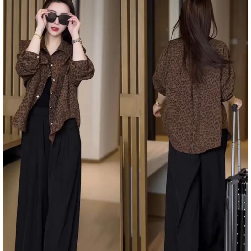 2025新款衬衫显瘦韩版p长袖外套上衣豹纹秋季时尚百搭气质174