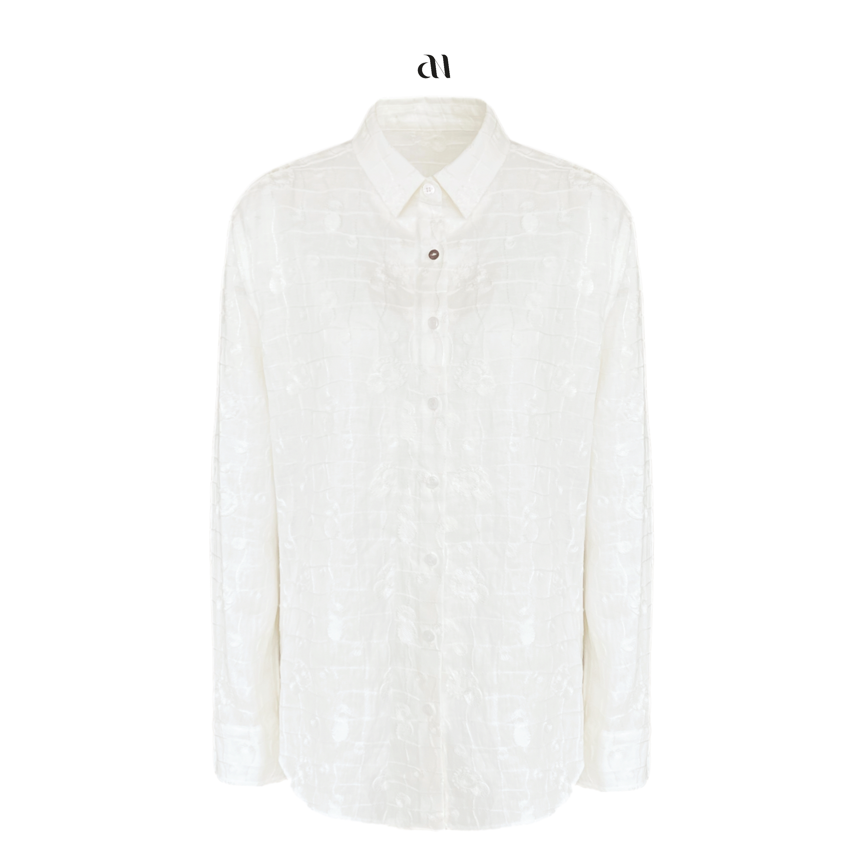 Aiko专属 设计感 亚麻刺绣提花衬衣  休闲百搭