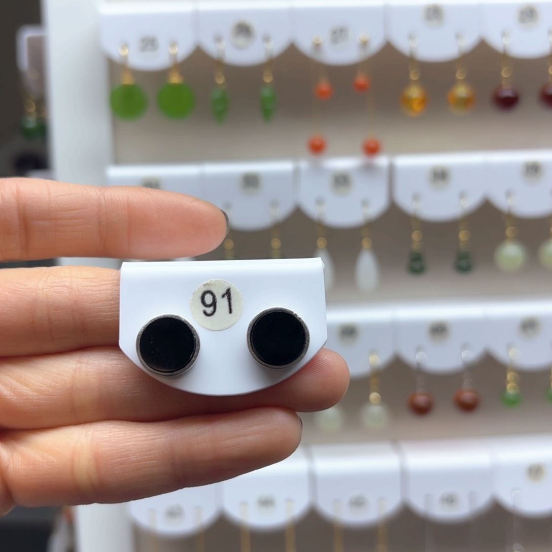 和田玉耳饰银S925镶嵌2