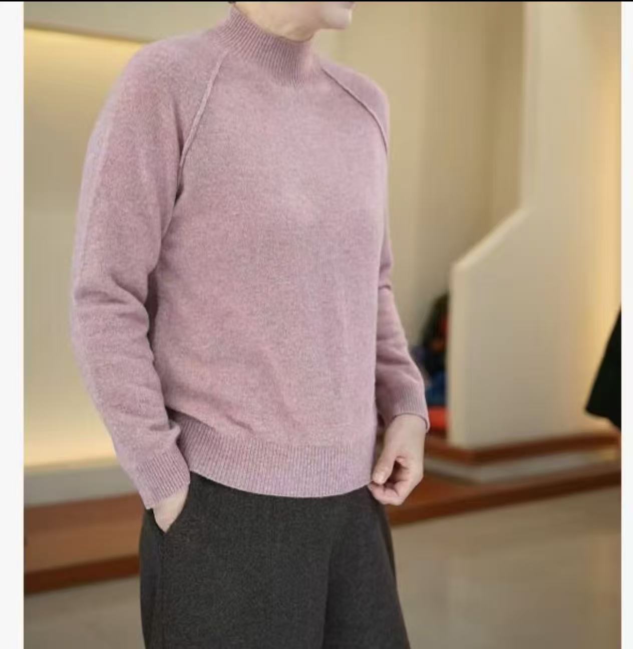 SKL-682女士加厚常规款厚款保暖羊绒衫上衣针织半高领圆领长袖