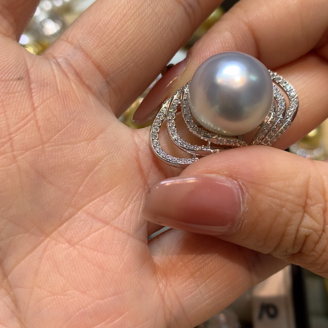海水珍珠戒指银S925镶嵌