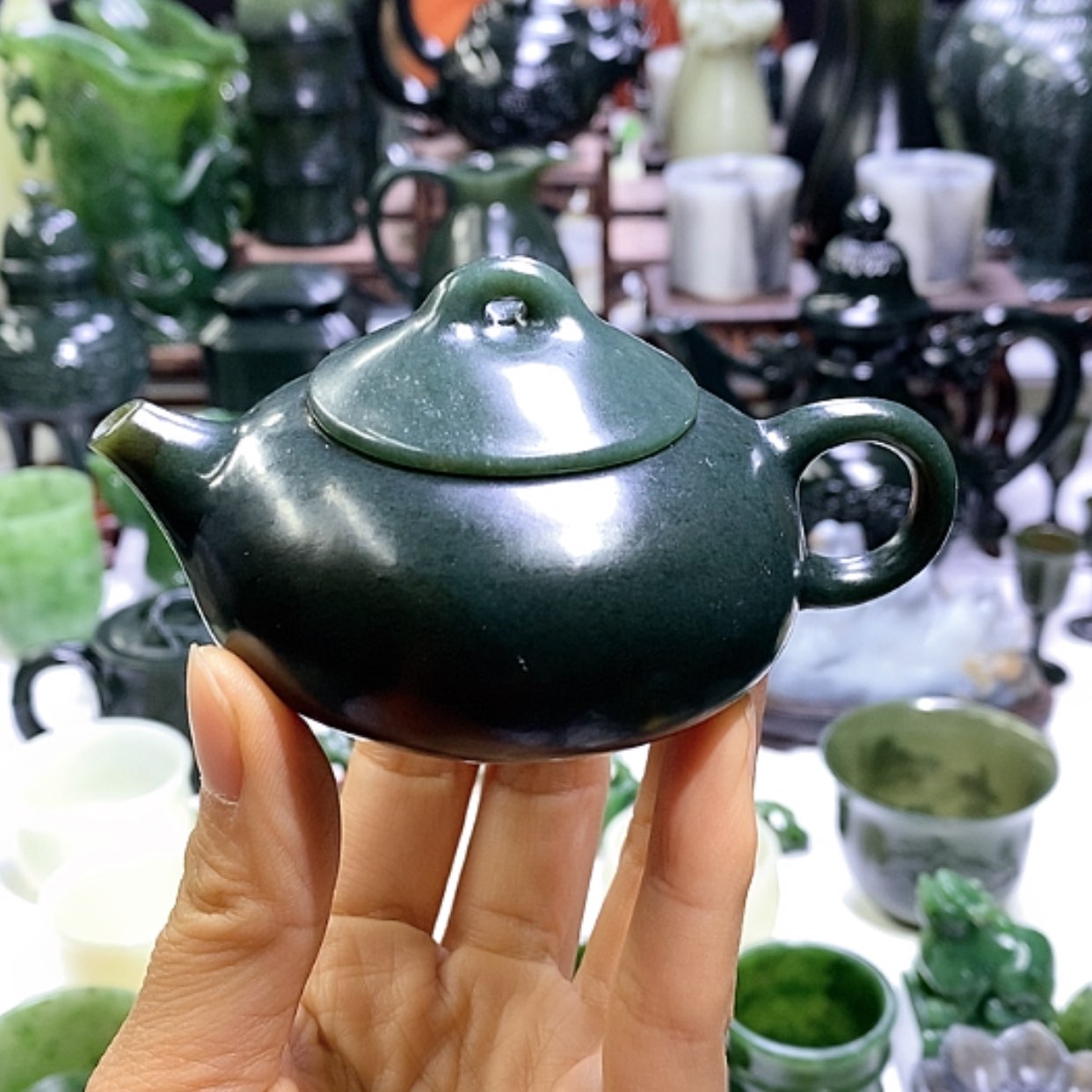 【闪购商品】和田玉（青玉）摆件未镶嵌把把壶90毫升