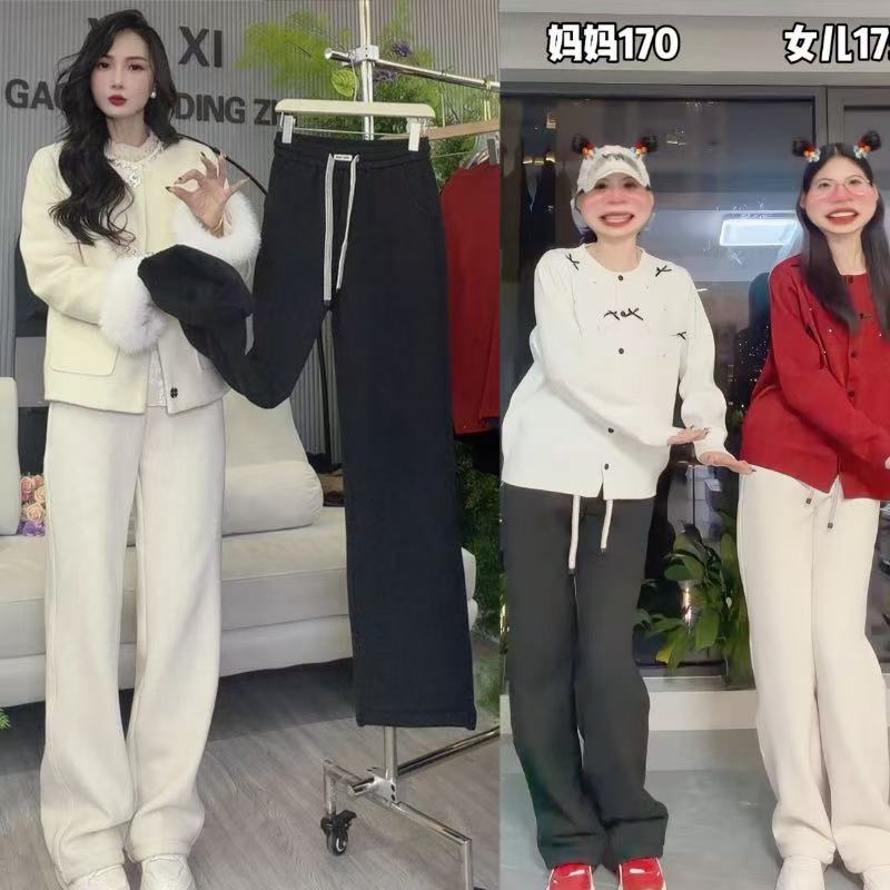 雅希定制~【糯米裤2.0】加厚绒休闲拖地裤窄版直筒阔腿裤显瘦长裤