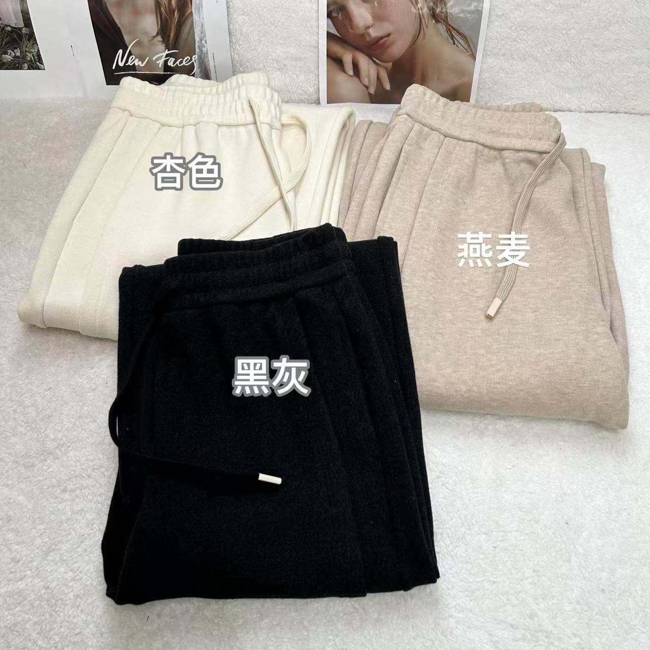 春季时尚百搭松紧腰抽绳宽松休闲显瘦弯刀裤H2883