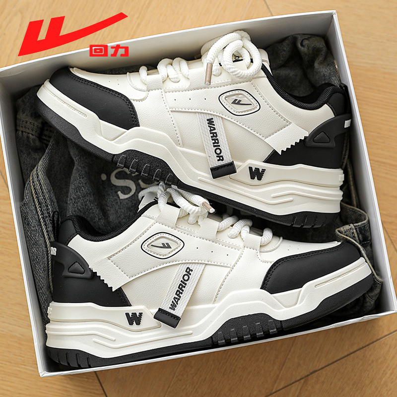 回力男鞋冬季2025新款休闲平板鞋厚底黑白熊猫防滑青少年百搭潮鞋