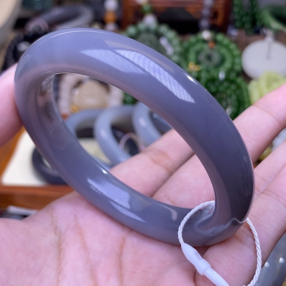 和田玉浓烟紫老矿料手镯59未镶嵌