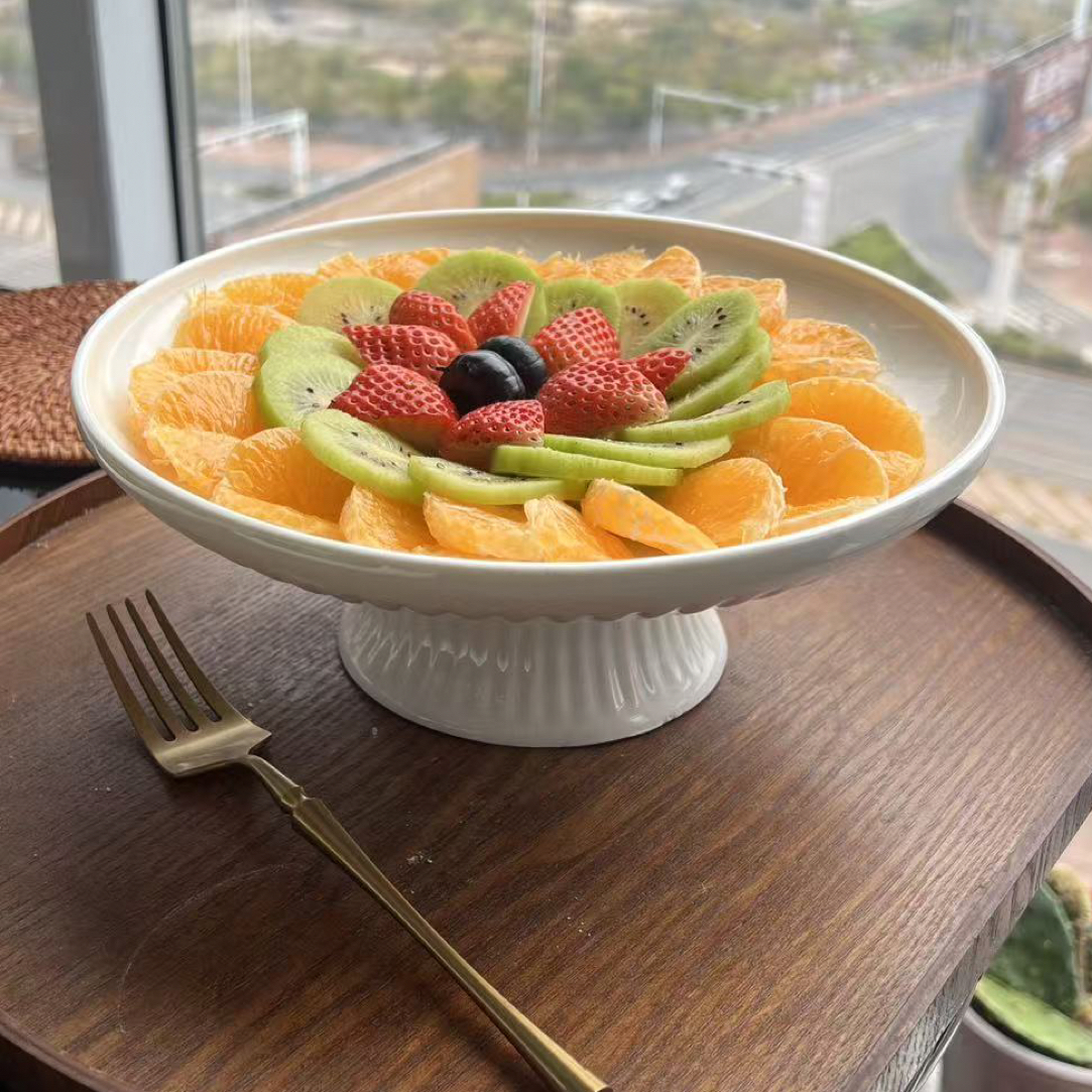 大号高脚盘简约蛋糕托盘创意陶瓷水果托盘下午茶点心托盘微瑕