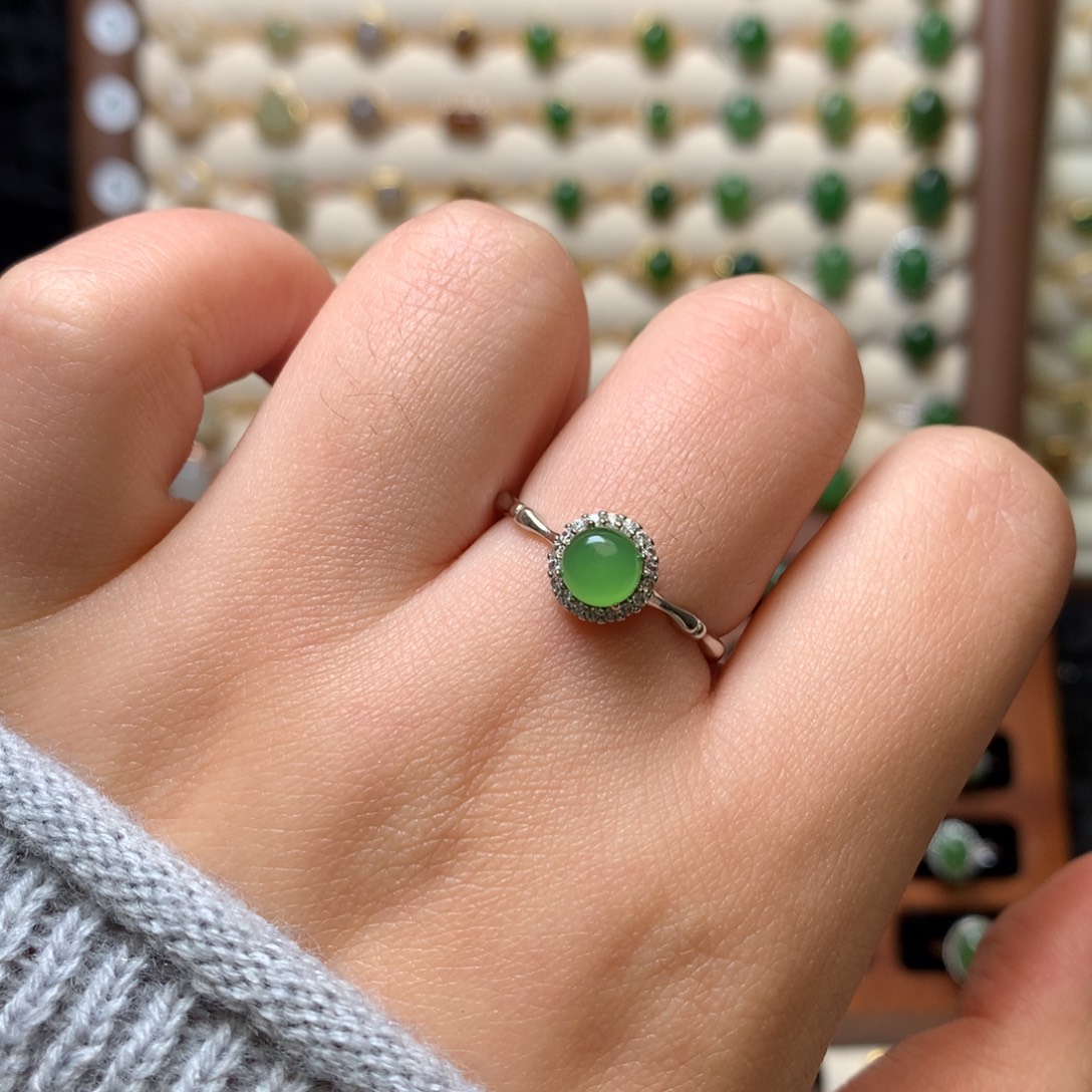 和田玉银S925镶嵌戒指