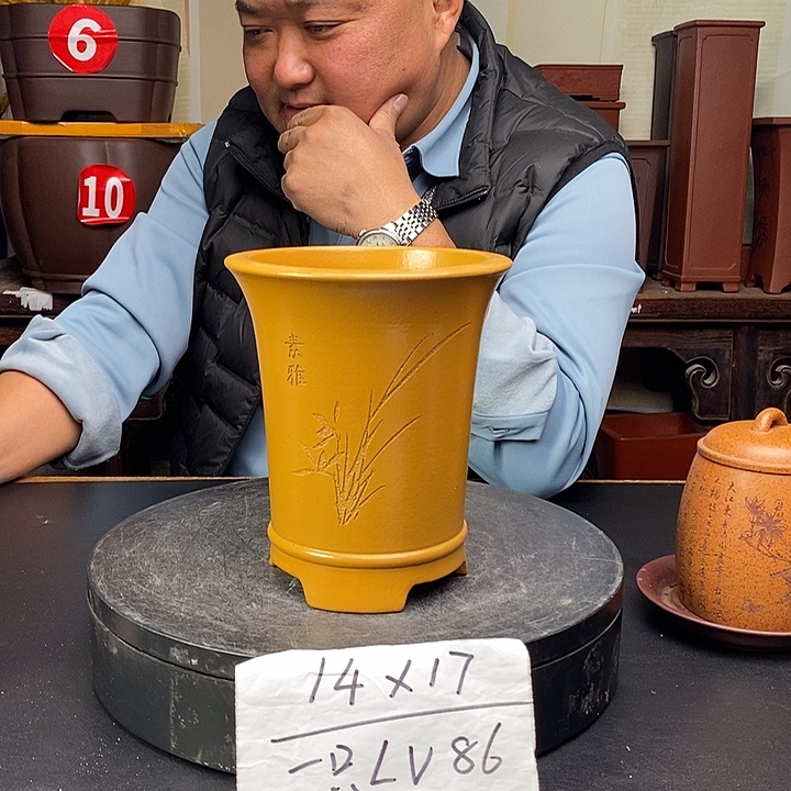 紫砂花盆货号一只LV86