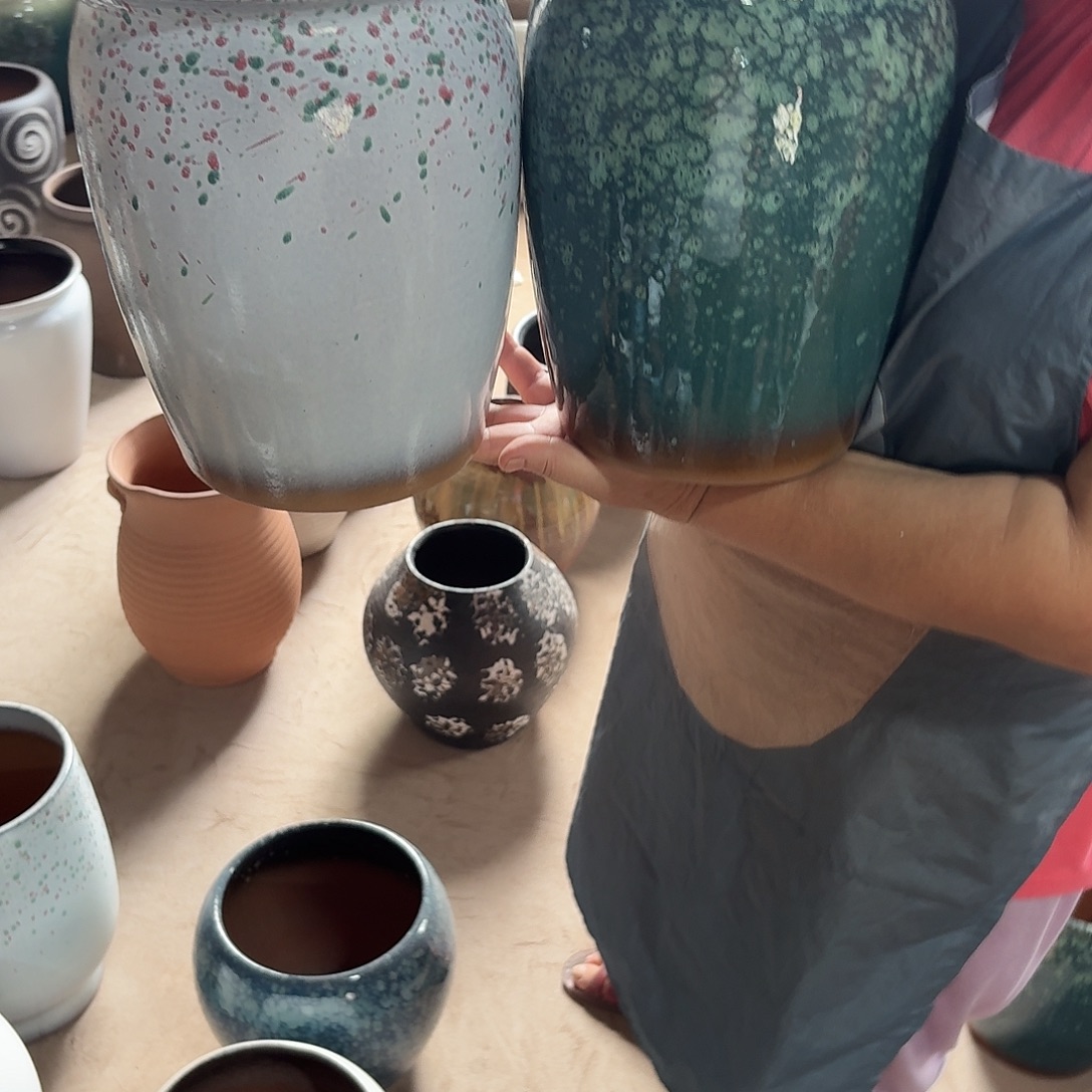 紫砂花盆口20高25两个