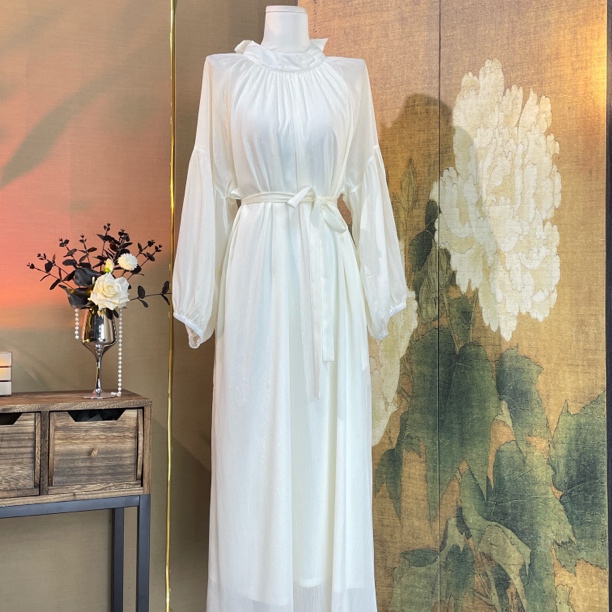 法式温柔风琉璃纱白色仙女裙