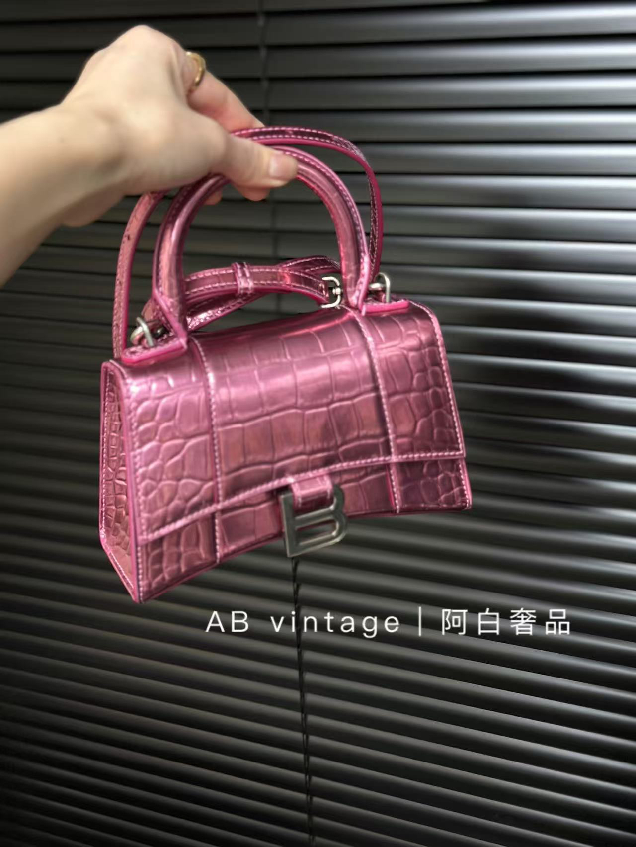 95新 Balenciaga/巴黎世家 阿白奢品/巴黎世家 电光粉xs沙漏包