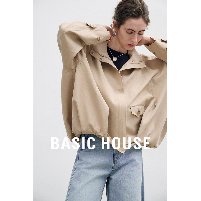 Basic House/百家好时尚休闲百搭宽松韩版气质短外套B0625B5EEA2