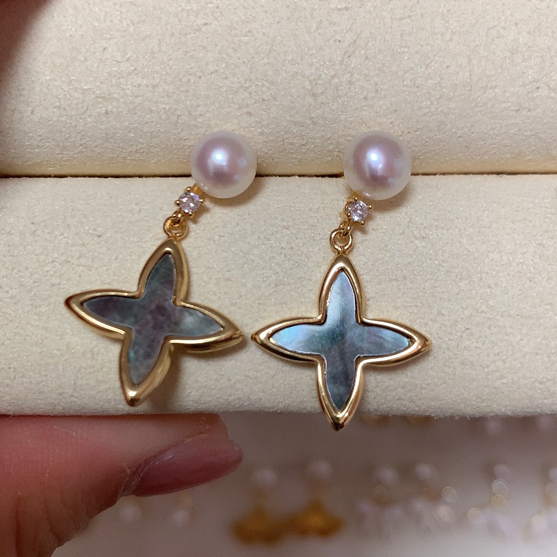 淡水珍珠耳饰合金