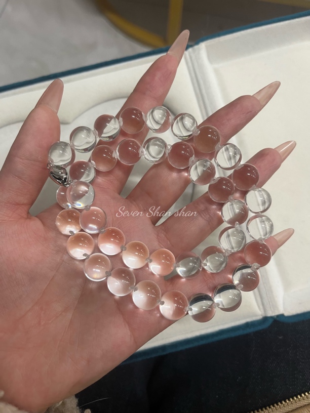 纯天然8A级白水晶全净体牛鼻孔项链高净体100%正品上等白水晶项链