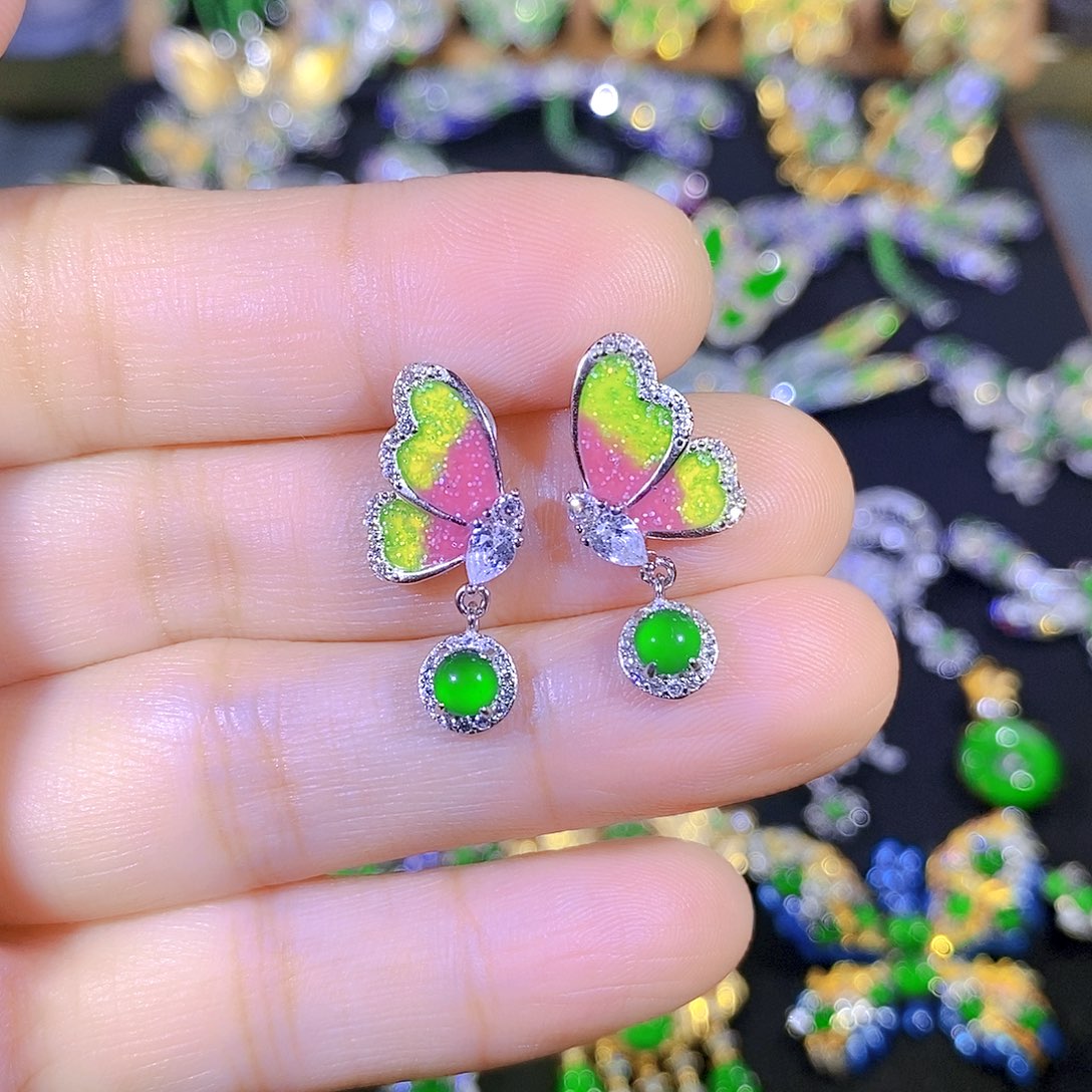 吊坠(不含链)银S925镶嵌翡翠