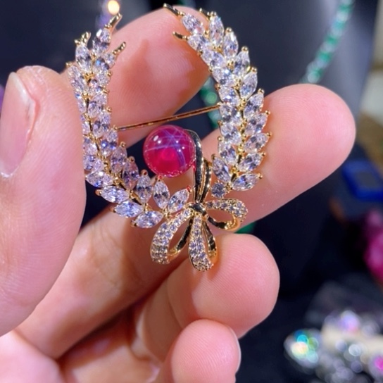 红宝石颈饰银S925镶嵌