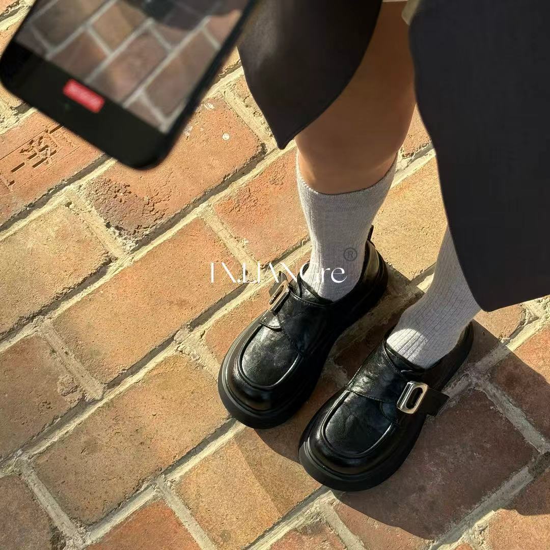 【TX.LIANGre】自留款巨好穿小皮鞋乐福鞋厚底单鞋圆头英伦女新FTLS