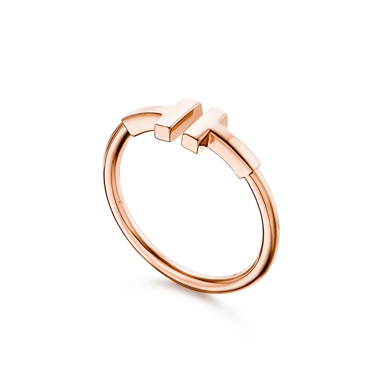 未使用 Tiffany & Co./蒂芙尼 T系列 玫瑰金经典无钻双T戒指