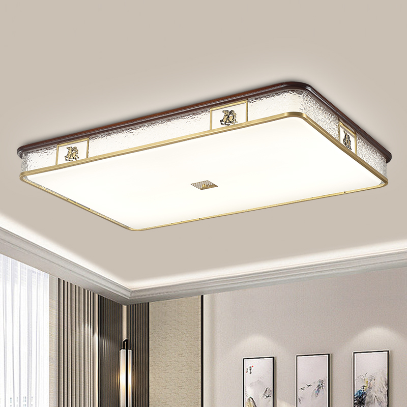 新中式铜加木吸顶灯简约中国风现代餐厅卧室灯马到成功中式风格灯