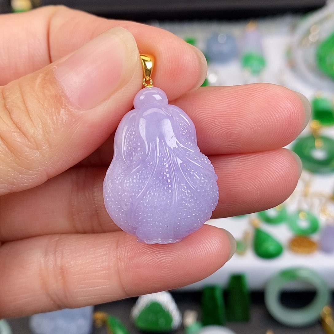 吊坠(不含链)18K金镶嵌翡翠