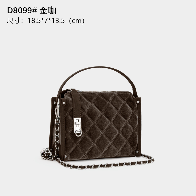 【RAIN.CUN】ZT-D8099-金咖气质百搭简约斜跨轻奢女包