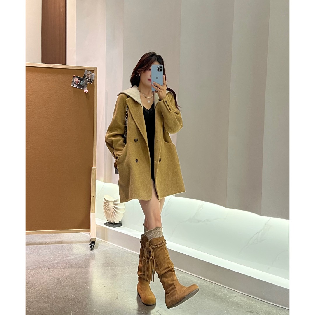 韩系复古时尚休闲假两件双面羊毛大衣BQZ8870