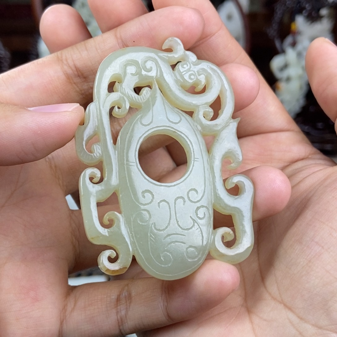 和田玉挂件未镶嵌红*二