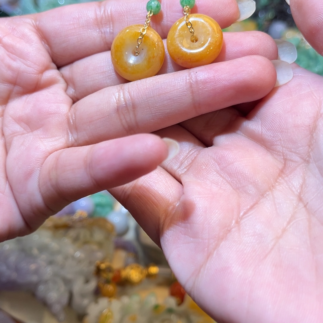 颈饰未镶嵌翡翠耳钩