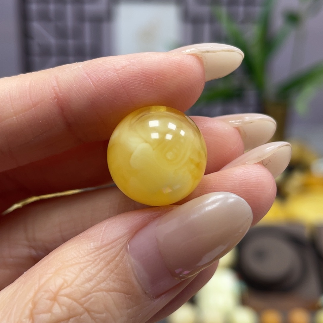 琥珀裸石未镶嵌15.0mm圆珠