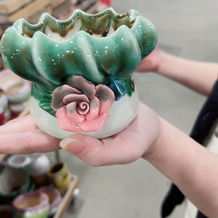 有孔.凑满10元发货多肉陶瓷花盆！