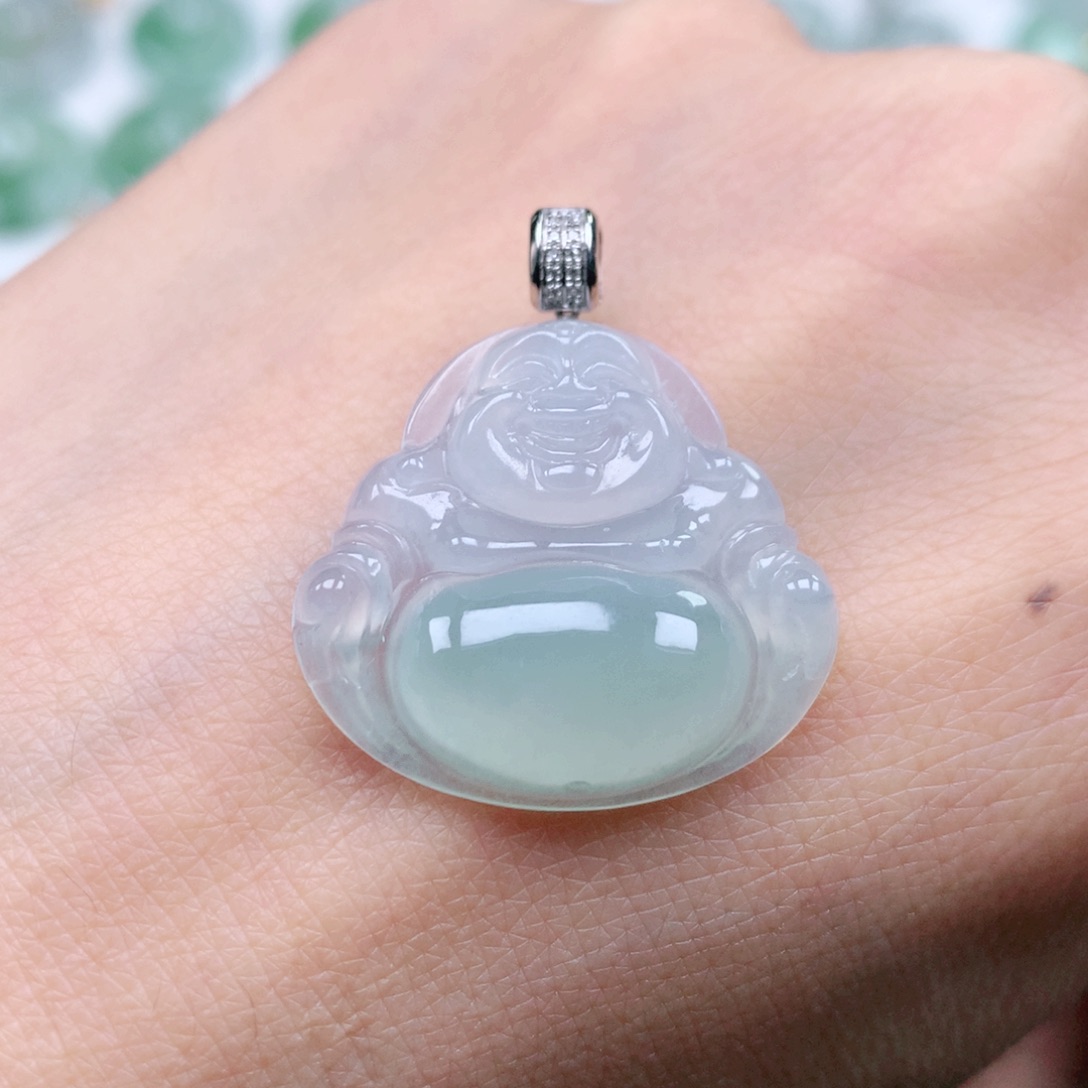 翡翠吊坠(不含链)18K金镶嵌